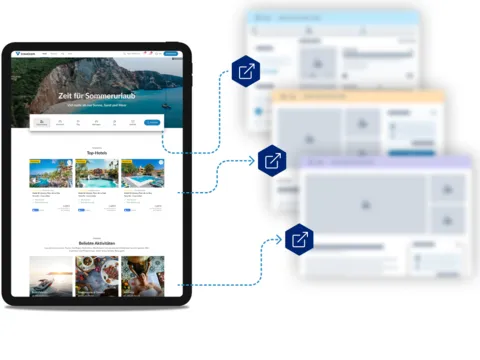 a homepage with a quicksearch and offer teasers