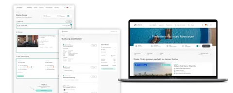 Mehrere Screenshots aus der Buchungsstrecke