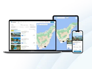 3 Ansichten aus der Buchungsstrecke auf unterschiedlichen Endgeräten