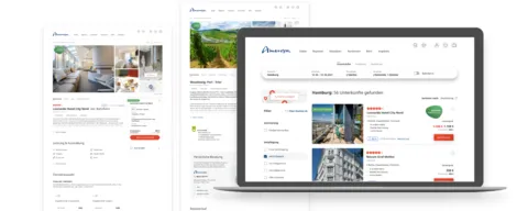 Mehrere Screenshots aus der Ameropa-Buchungsstrecke